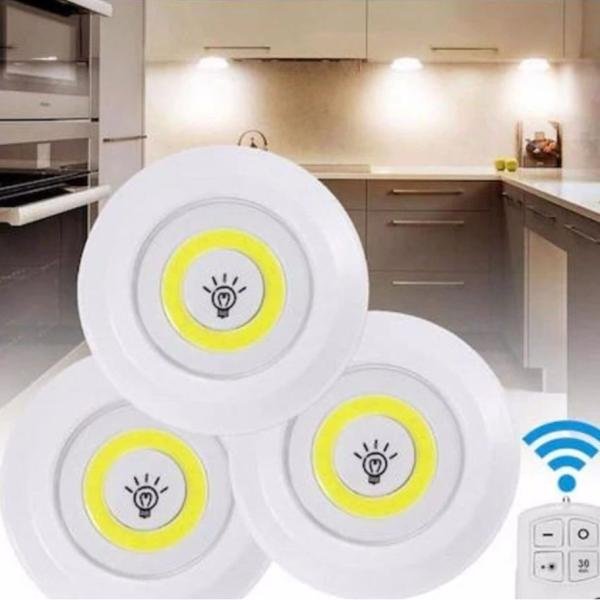 Uzaktan Kumandalı 3 Lü Spot Led Lamba Kablosuz Pilli Işıldak