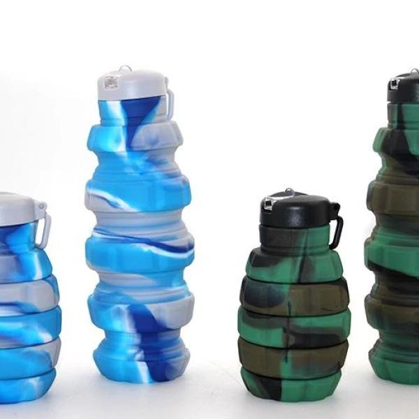 El Bombası Tasarımı Katlanabilir Portatif Silikon Su Şişesi 500 Ml Alk3139