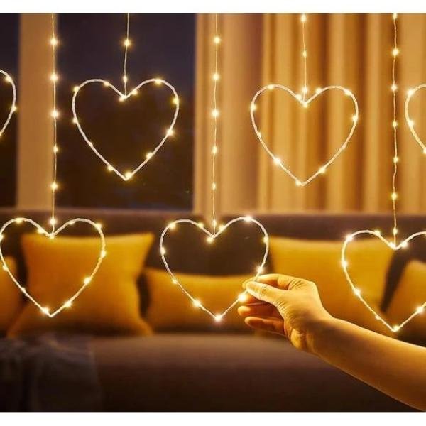 Kalpli Perde Led Işıklar, Sevgililer Günü Romantik Led Aydınlatma