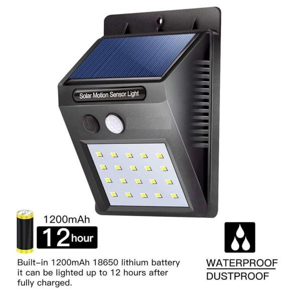 20 Ledli Hareket Sensörlü Dış Mekan Solar Lamba