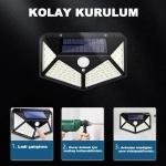 100 Led Dış Mekan Solar Aydınlatma Fotoselli Solar Lamba Hareket Sensörlü