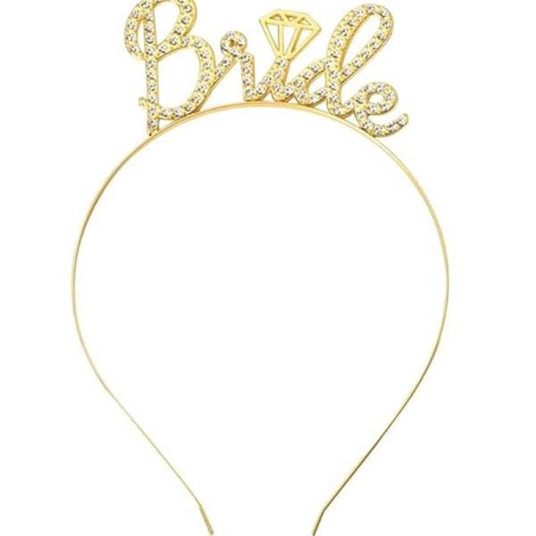 Altın Renkli Taşlı “bride” Gelin Tacı – El Yazısı Yazı Tipiyle