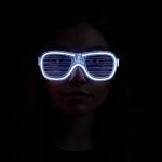 Beyaz Led Işıklı Parti Gözlüğü - Neon Glow Şerit Gözlük 3 Modlu
