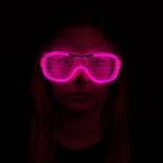 Pembe Led Işıklı Parti Gözlüğü - Neon Glow Şerit Gözlük 3 Modlu