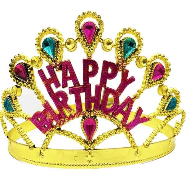 Altın Renk Happy Birthday Yazılı Doğum Günü Tacı 60 Cm