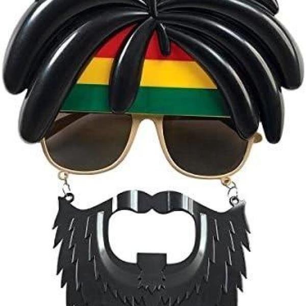 Rasta Peruklu Rasta Sakallı Bob Marley Bıyıklı Parti Gözlüğü 27x18 Cm