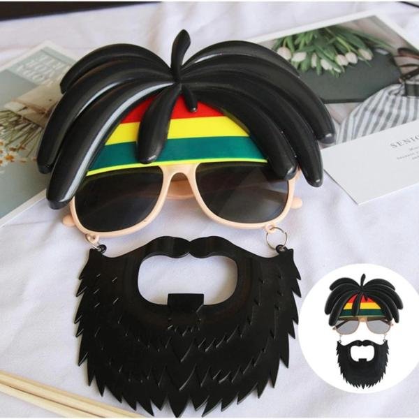 Rasta Peruklu Rasta Sakallı Bob Marley Bıyıklı Parti Gözlüğü 27x18 Cm