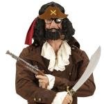 Kahve Renk Şapkalı Siyah Sakallı Lu Jack Sparrow Denizci Korsan Gözlüğü 24x25 Cm