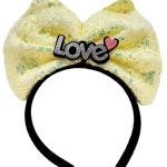 Led Işıklı 3 Farklı Fonksiyonda Yanan Gümüş Love Yazılı Sarı Fiyonk Taç 20x17 Cm