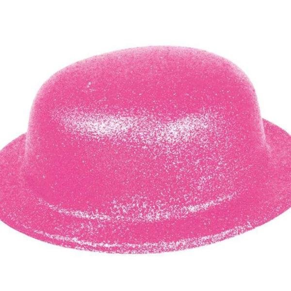 Pembe Renk Simli Melon Yuvarlak Parti Şapkası 24x26 Cm