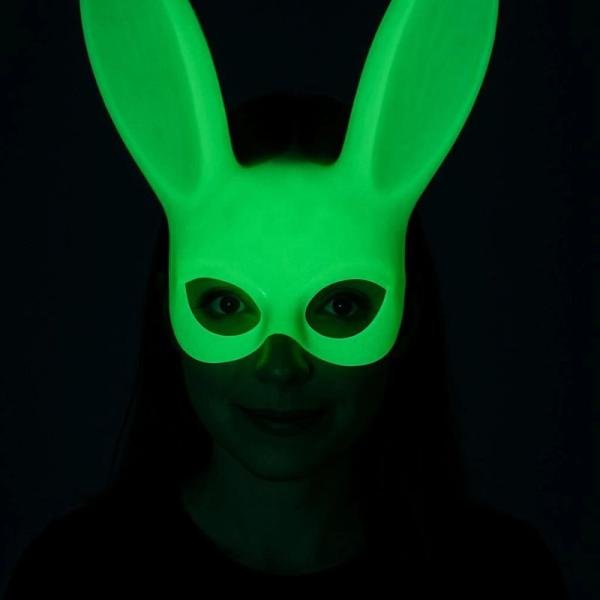 Karanlıkta Parlayan Fosforlu Tavşan Maskesi – Glow Bunny Masquerade Maske (32x22 Cm)