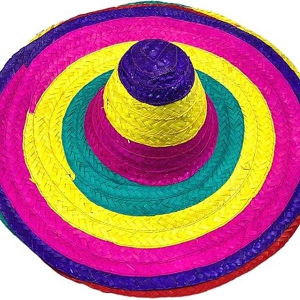 Sombrero Meksika Şapkası Renkli Örme Hasır Yetişkin Boy