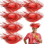 Tropikal Parti Kırmızı Hasır Hawaii Şapkası 13x36 Cm