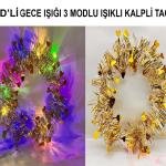 Kalp Püsküllü Gece Parıltısı 3 Modlu Led39li Işıklı Taç Altın Renk