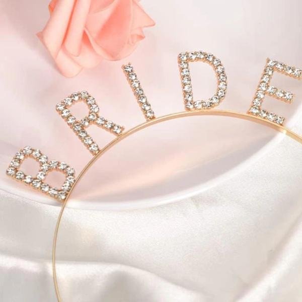Altın Gold Renk Bekarlığa Veda Kristal Taş Bride Tacı İthal 16x10 Cm