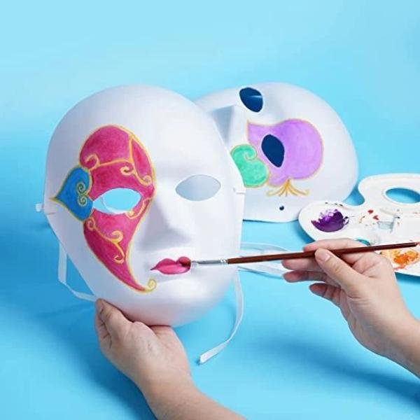 Beyaz Renk Boyanabilir Anonim Tam Yüz Cosplay Maske 24x18 Cm