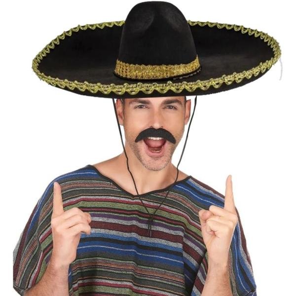 Sombrero Meksika Şapkası Mariachi Altın Şeritli Yetişkin Boy