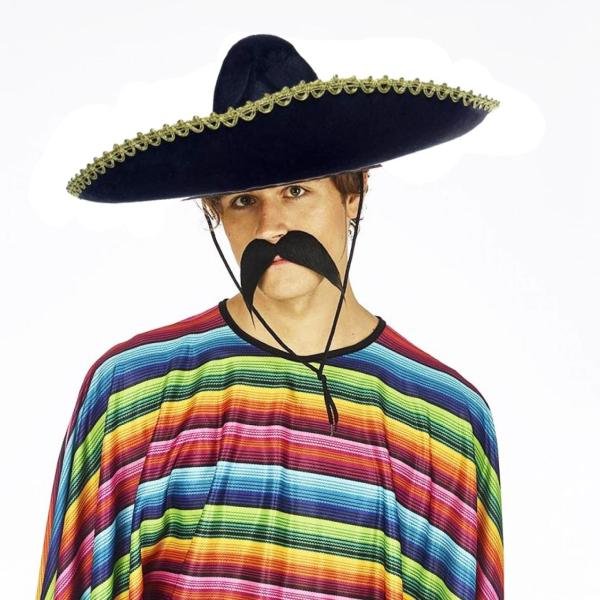 Sombrero Meksika Şapkası Mariachi Altın Şeritli Yetişkin Boy