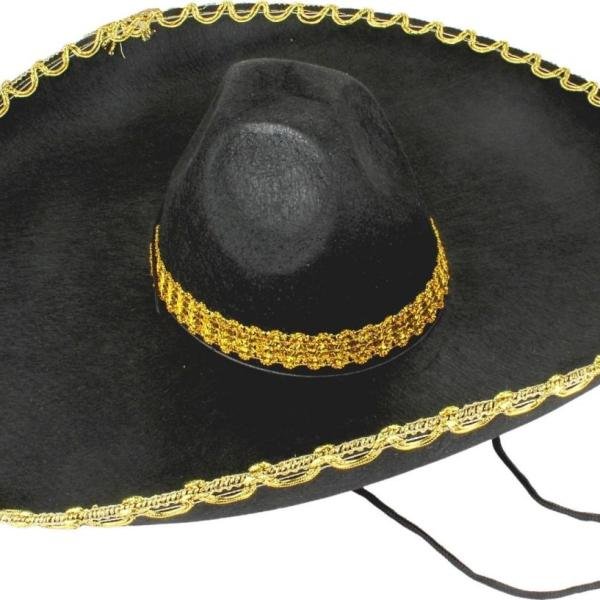Sombrero Meksika Şapkası Mariachi Altın Şeritli Yetişkin Boy