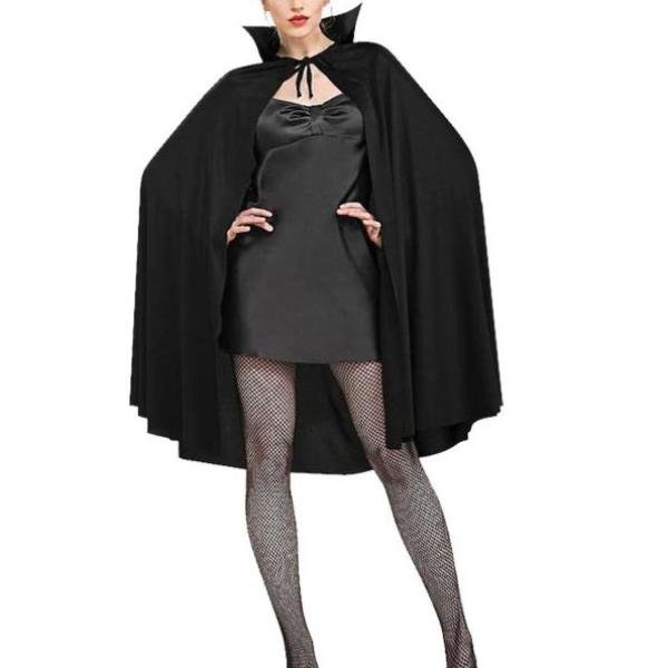 Siyah Renk Yakalı Halloween Pelerini 90 Cm