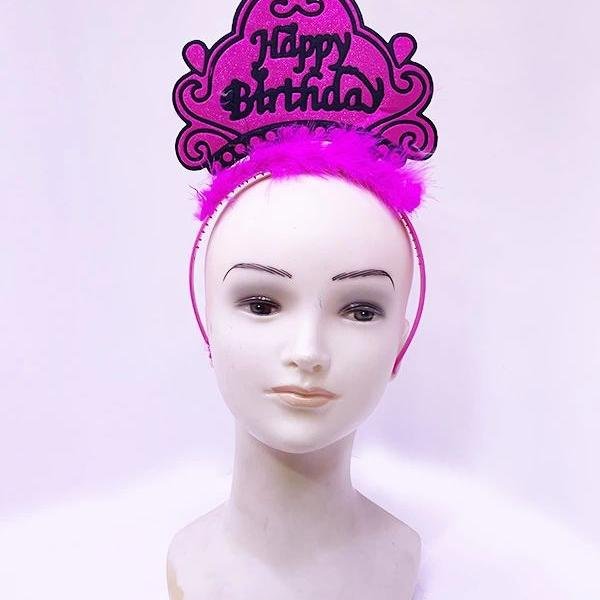 Happy Birthday Neon Fuşya Renk Doğum Günü Tacı 24x15 Cm