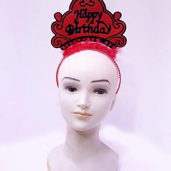 Happy Birthday Neon Kırmızı Renk Doğum Günü Tacı 24x15 Cm