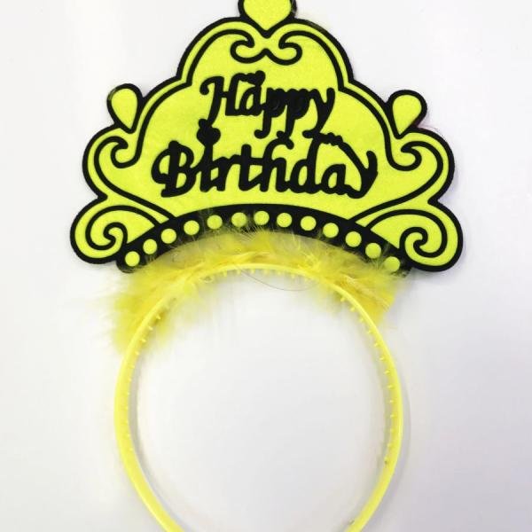 Happy Birthday Yazılı Neon Renk Taç 12 Adet